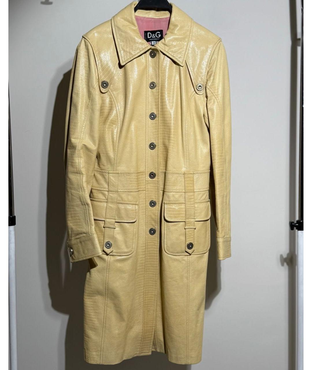 DOLCE&GABBANA Желтое кожаное пальто, фото 7