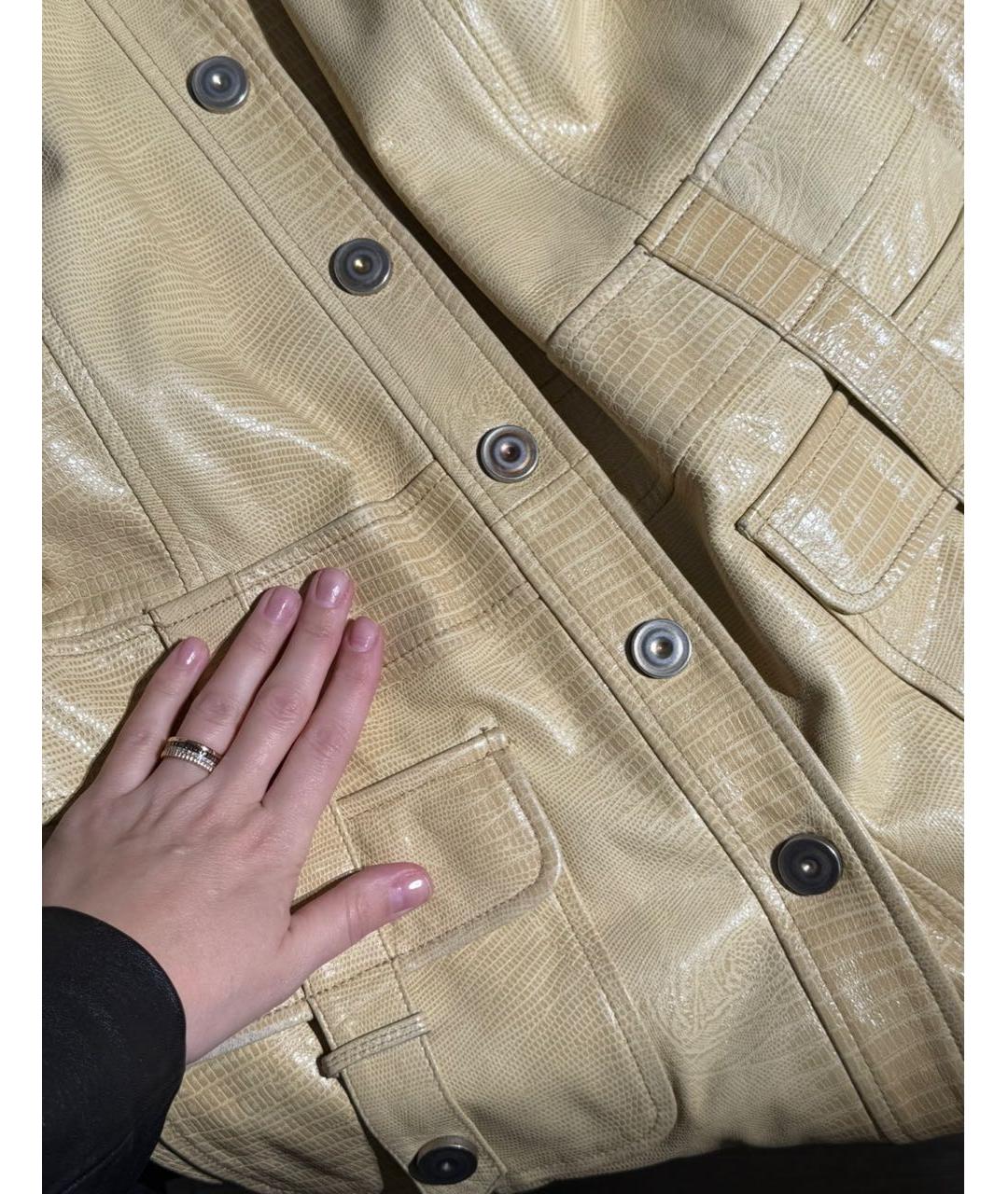 DOLCE&GABBANA Желтое кожаное пальто, фото 4