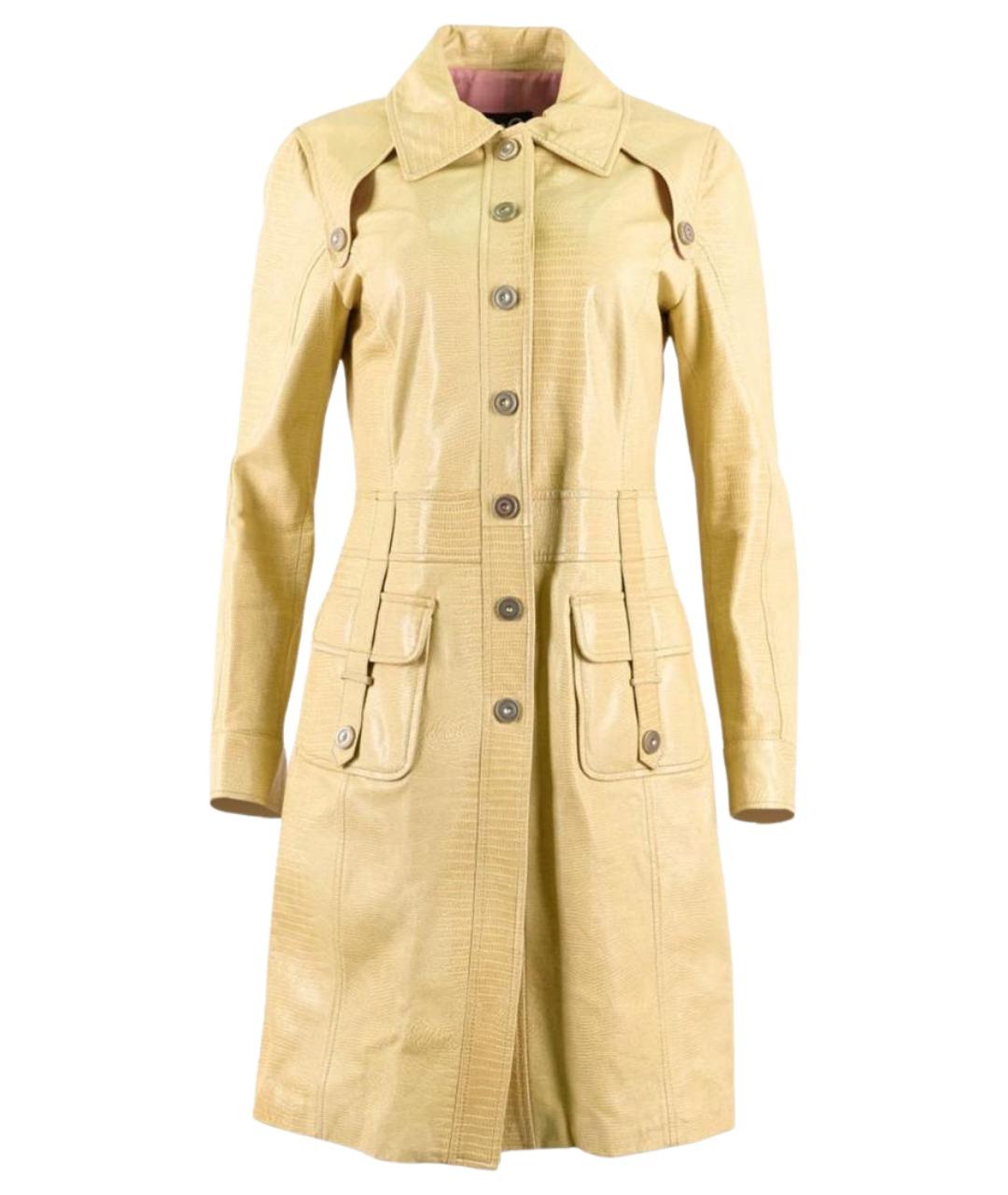 DOLCE&GABBANA Желтое кожаное пальто, фото 1