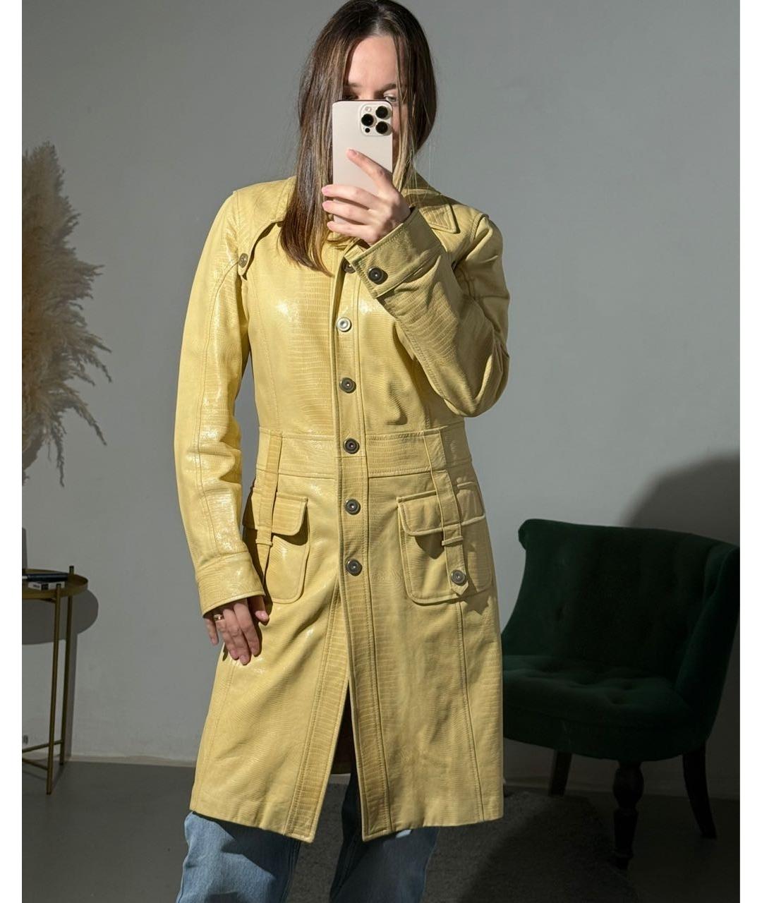 DOLCE&GABBANA Желтое кожаное пальто, фото 6