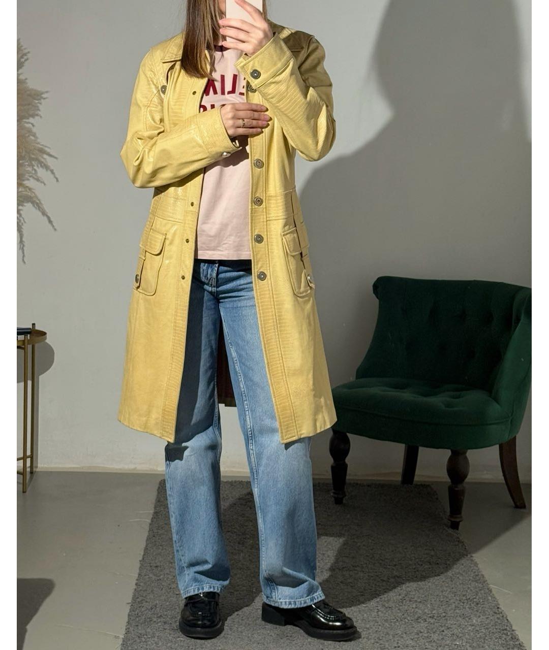 DOLCE&GABBANA Желтое кожаное пальто, фото 5