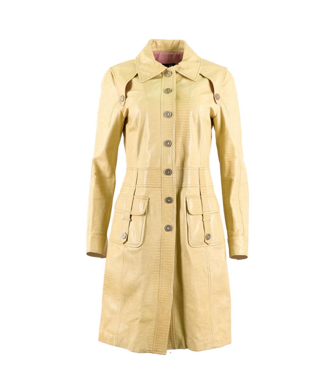 DOLCE&GABBANA Желтое кожаное пальто, фото 9