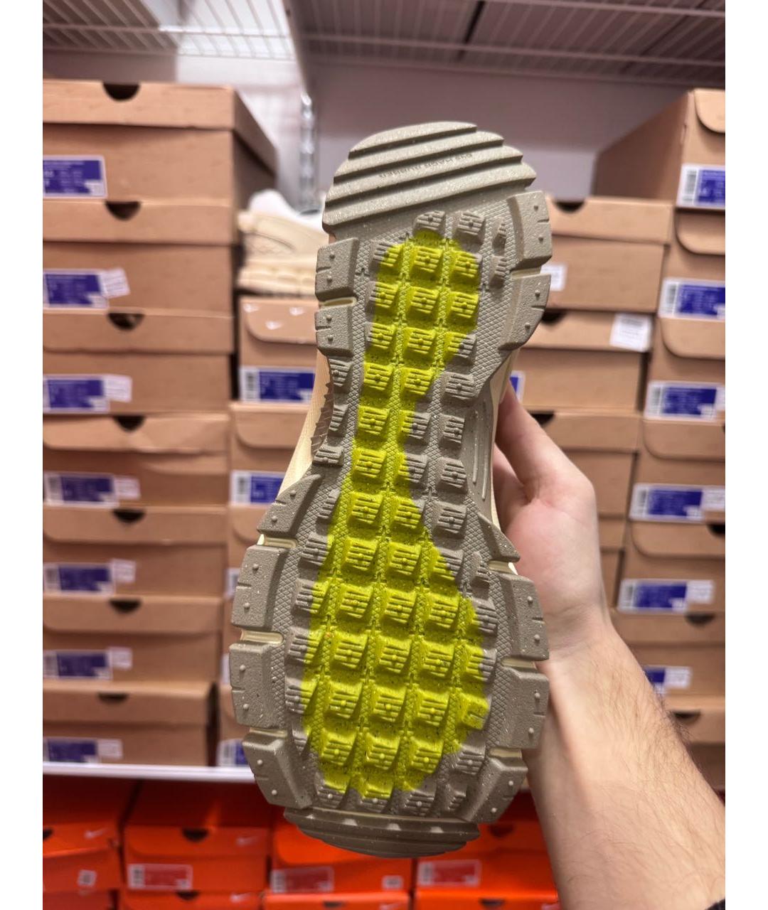 NIKE Бежевые кожаные низкие кроссовки / кеды, фото 6