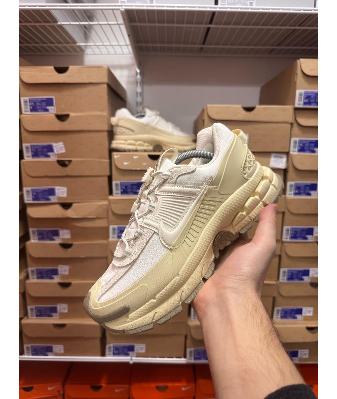 NIKE Бежевые кожаные низкие кроссовки / кеды, фото 3