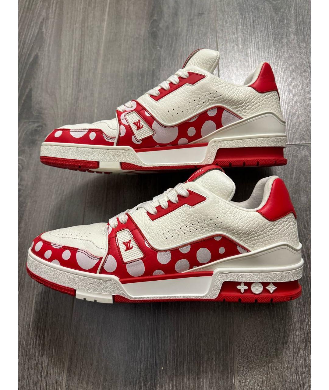 LOUIS VUITTON Красные кожаные низкие кроссовки / кеды, фото 9
