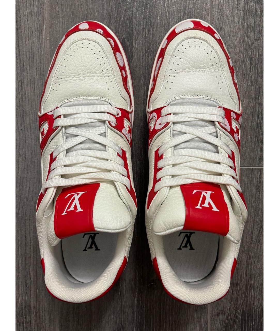 LOUIS VUITTON Красные кожаные низкие кроссовки / кеды, фото 3