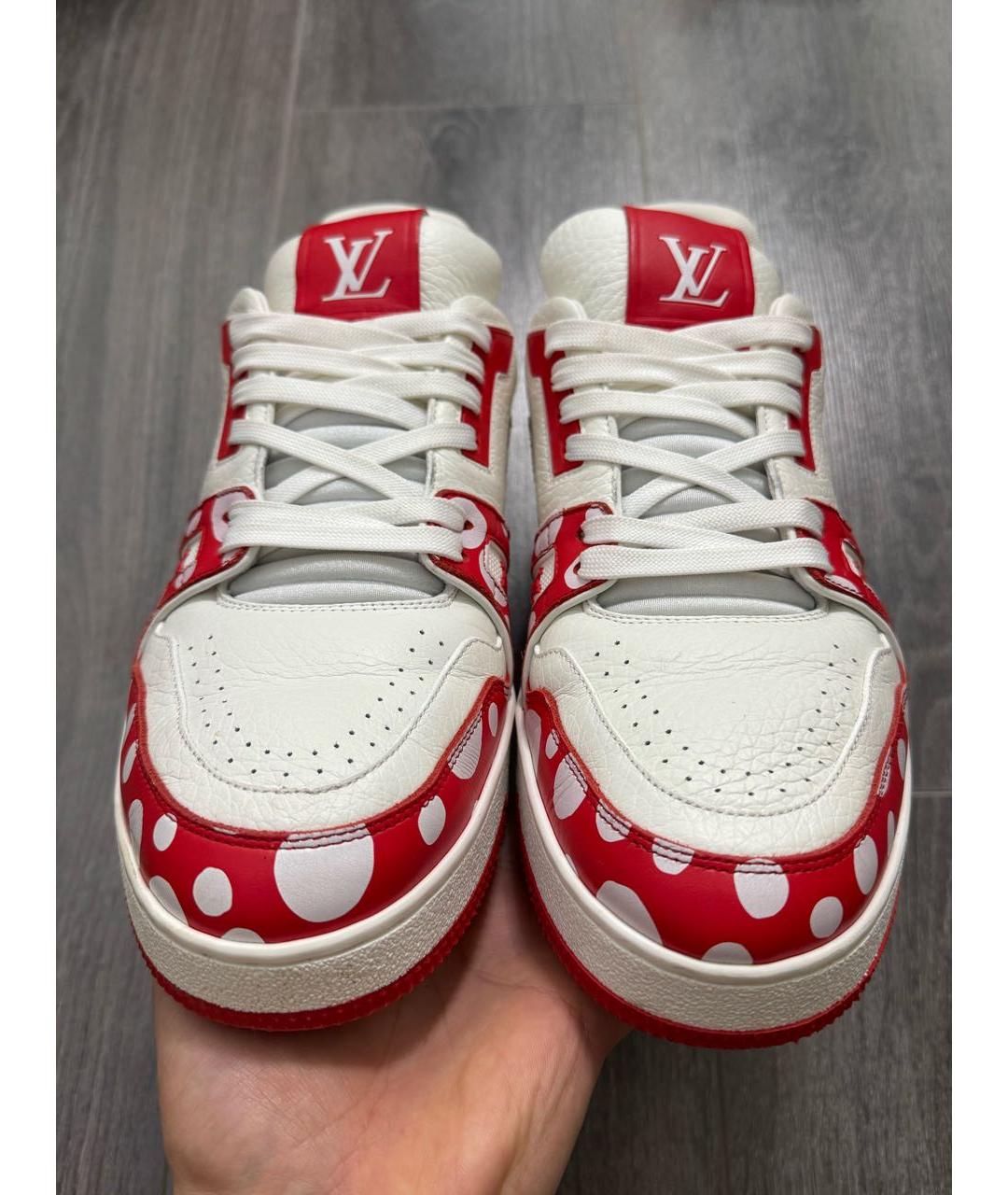 LOUIS VUITTON Красные кожаные низкие кроссовки / кеды, фото 2