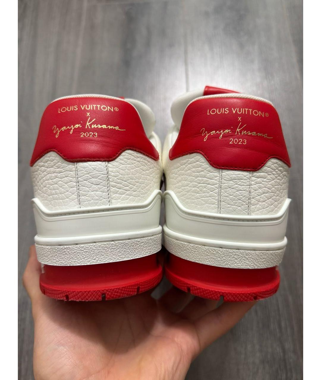 LOUIS VUITTON Красные кожаные низкие кроссовки / кеды, фото 4