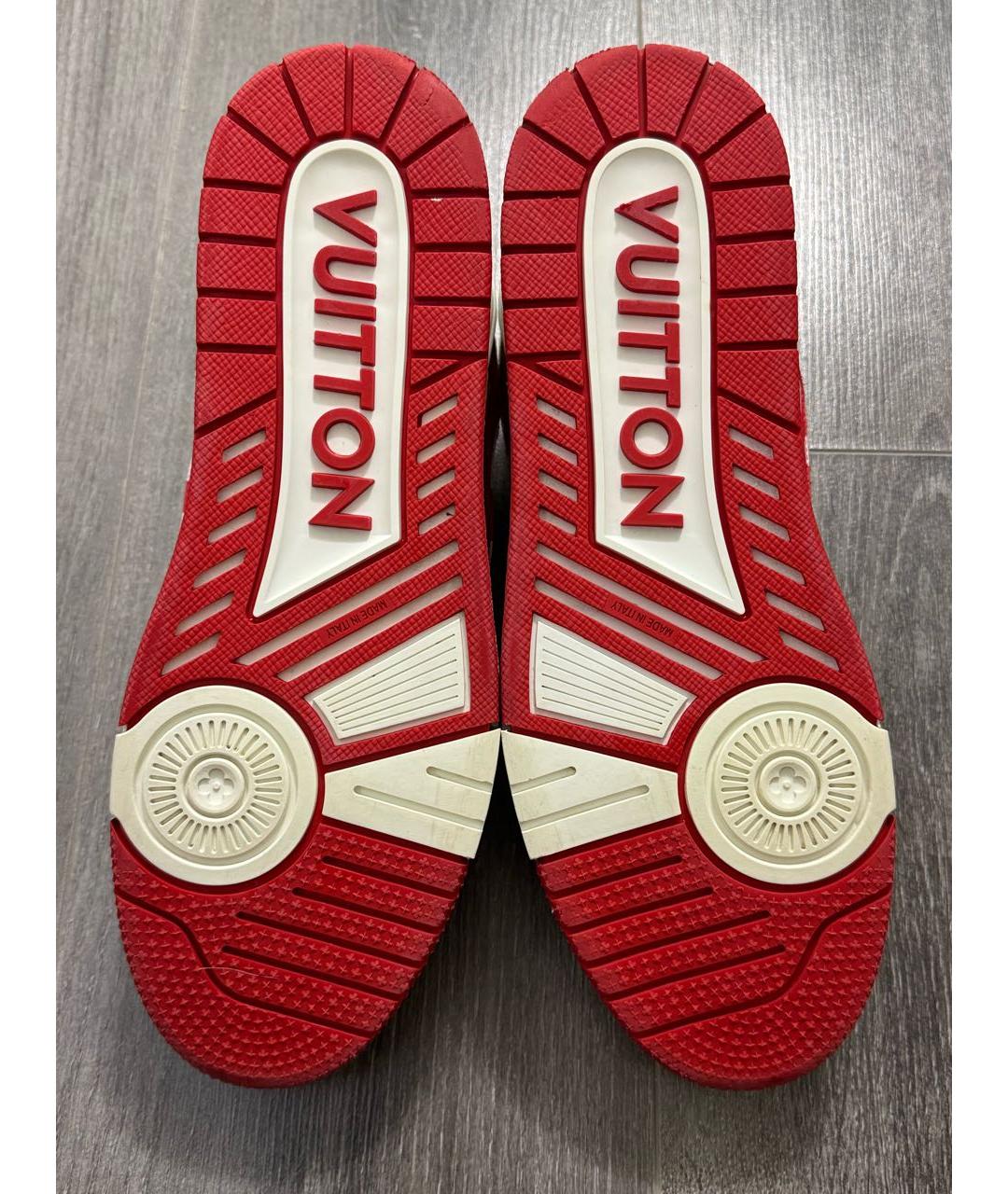 LOUIS VUITTON Красные кожаные низкие кроссовки / кеды, фото 8