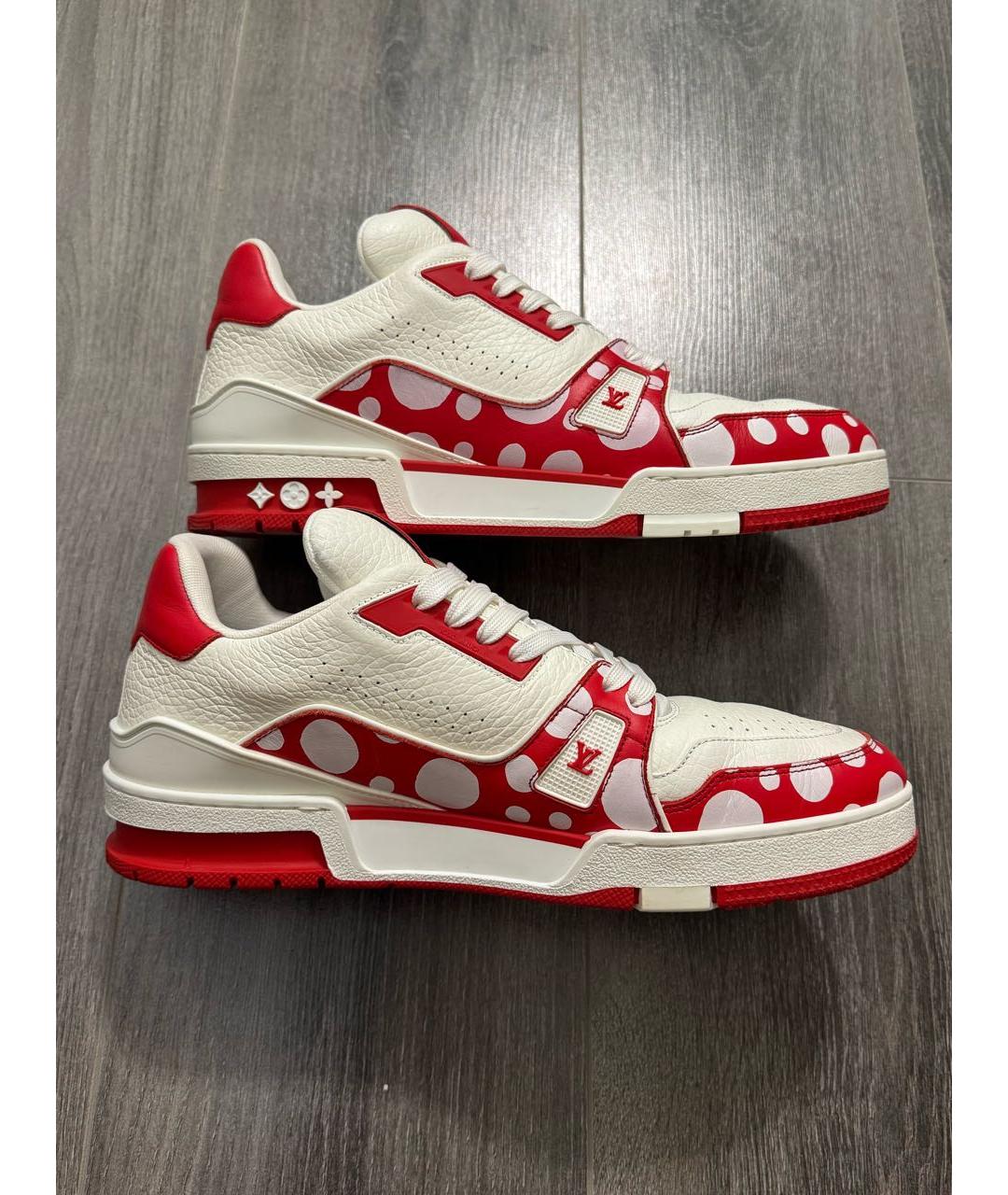 LOUIS VUITTON Красные кожаные низкие кроссовки / кеды, фото 5