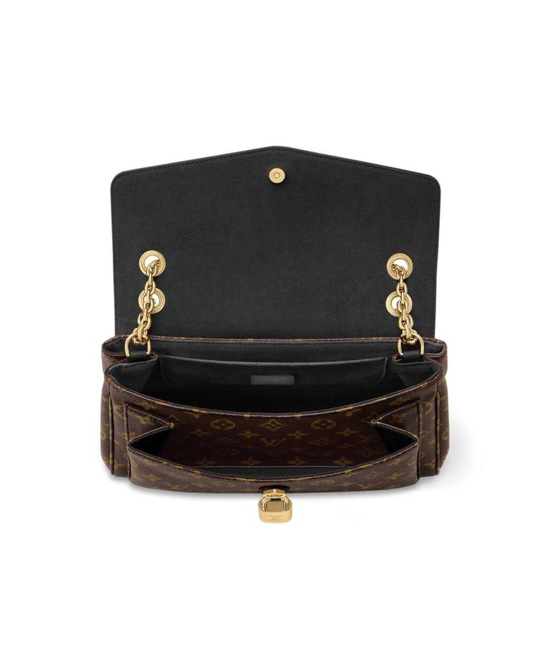 LOUIS VUITTON Коричневая кожаная сумка через плечо, фото 3