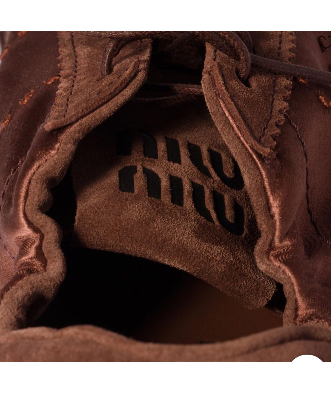 MIU MIU Коричневые текстильные кроссовки, фото 3