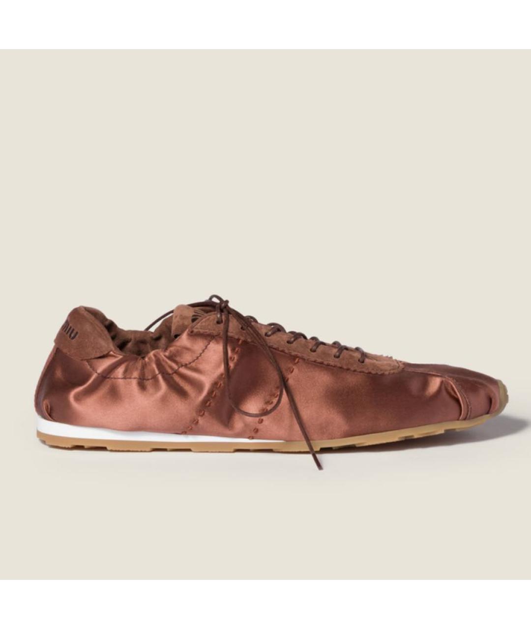 MIU MIU Коричневые текстильные кроссовки, фото 5