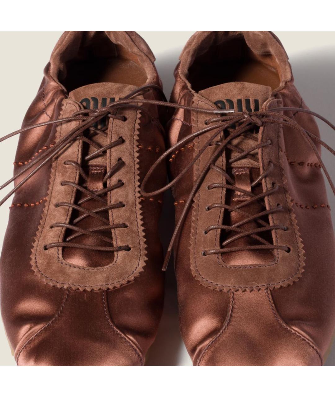 MIU MIU Коричневые текстильные кроссовки, фото 4