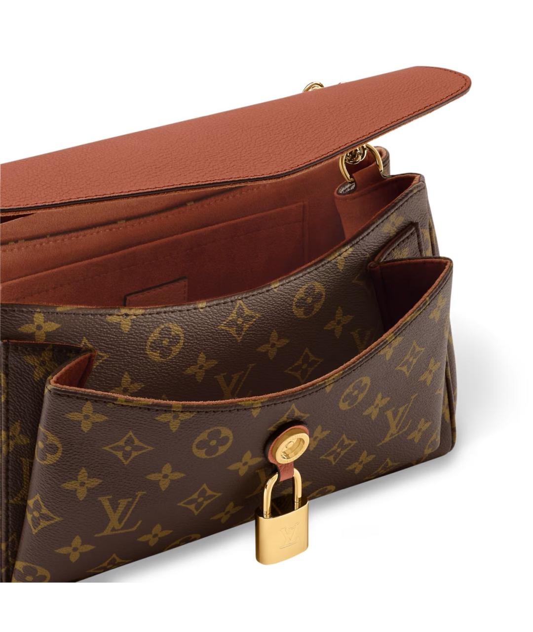 LOUIS VUITTON Коричневая кожаная сумка через плечо, фото 4