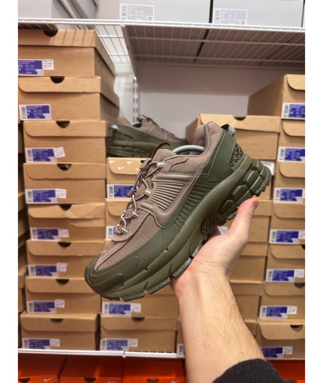 NIKE Хаки кожаные низкие кроссовки / кеды, фото 3