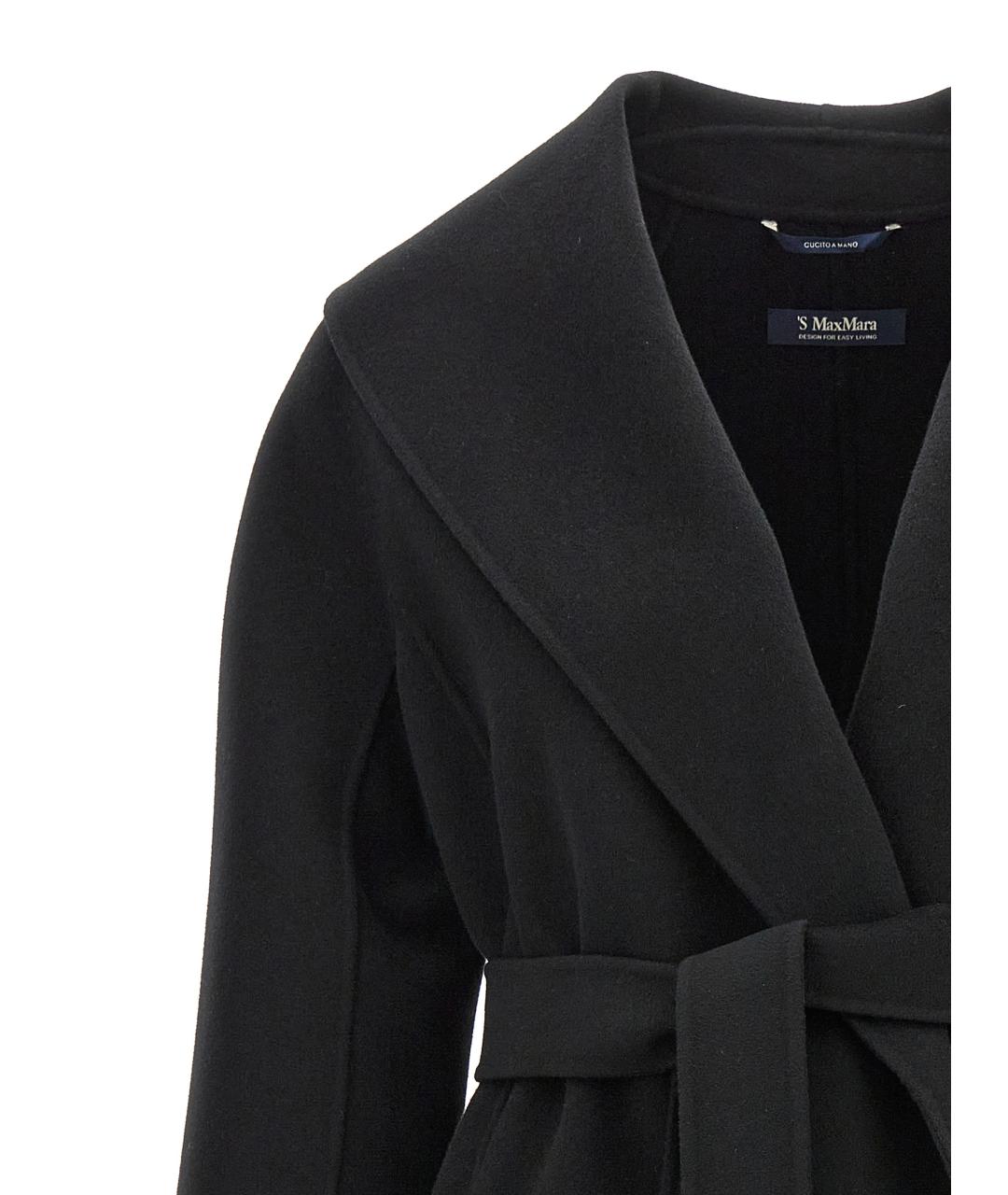 'S MAX MARA Черное шерстяное пальто, фото 3