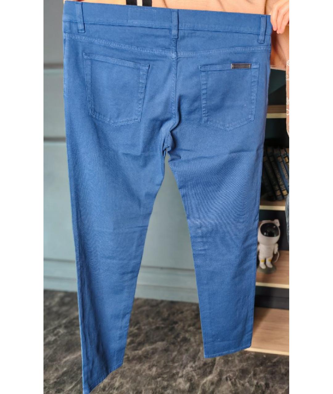 DOLCE&GABBANA Синие хлопковые повседневные брюки, фото 2