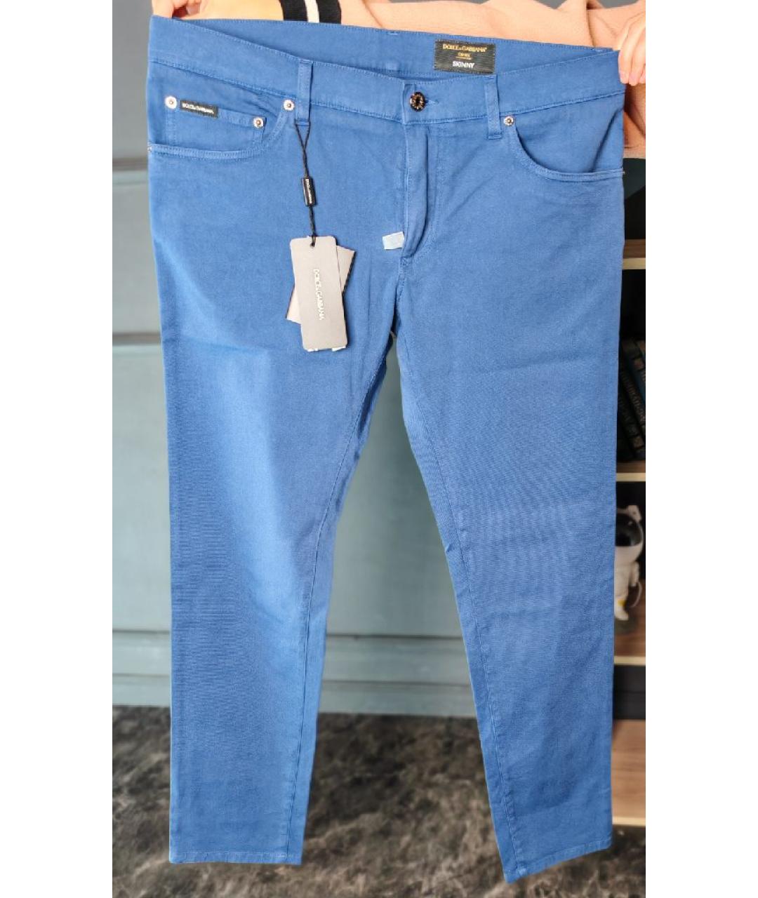 DOLCE&GABBANA Синие хлопковые повседневные брюки, фото 7