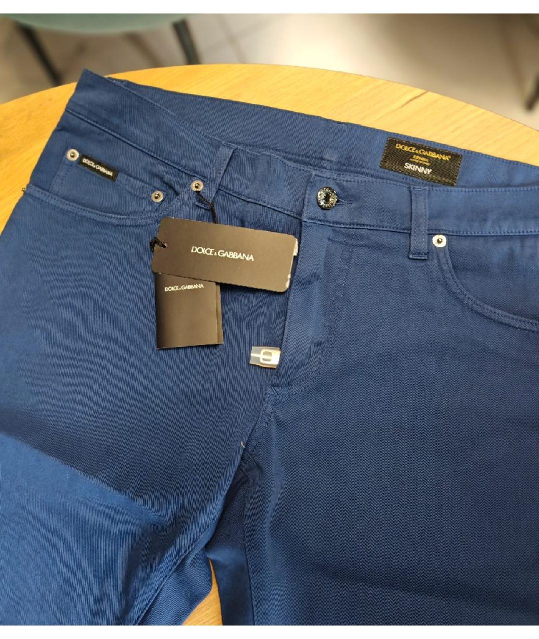 DOLCE&GABBANA Синие хлопковые повседневные брюки, фото 3
