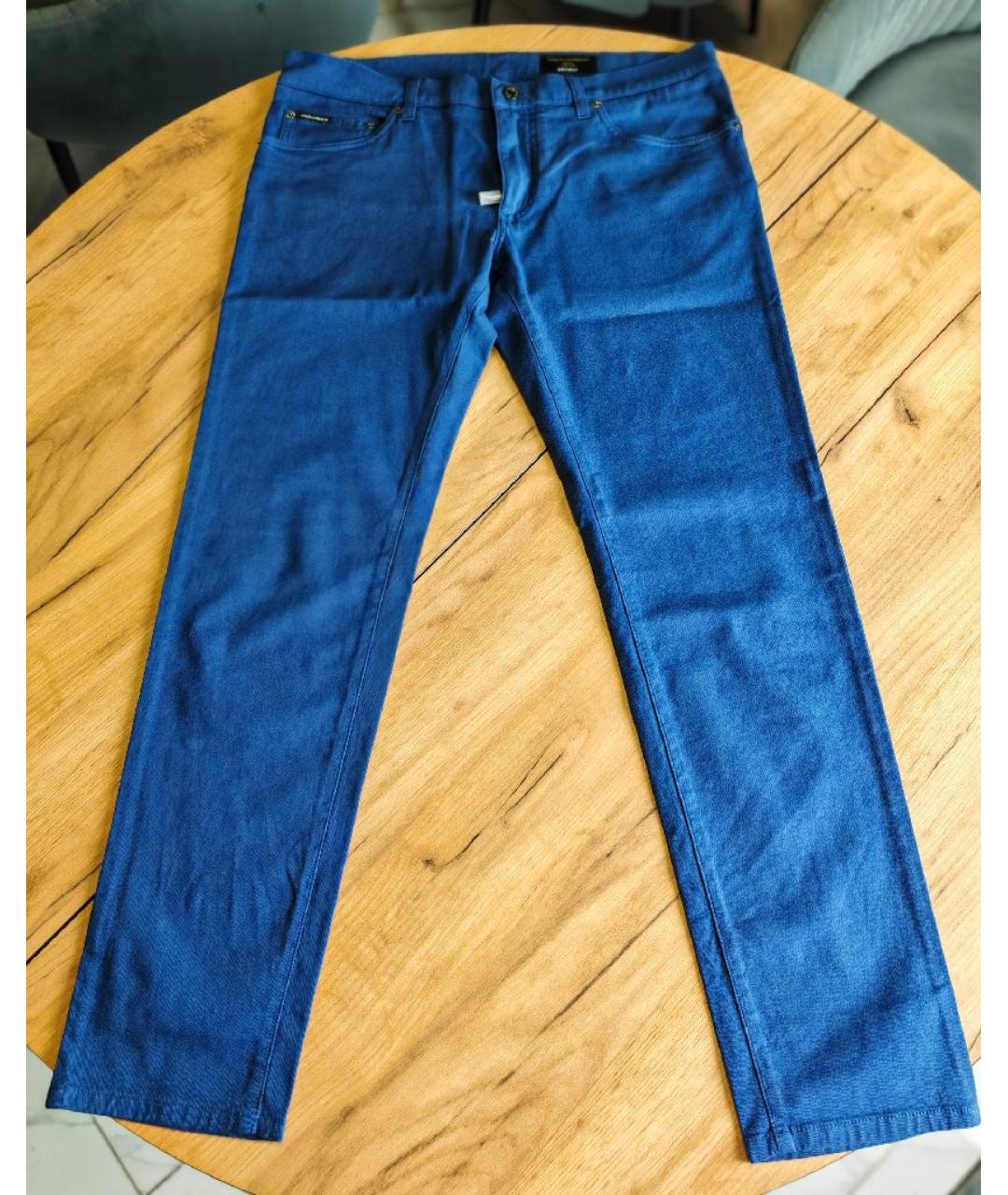 DOLCE&GABBANA Синие хлопковые повседневные брюки, фото 5