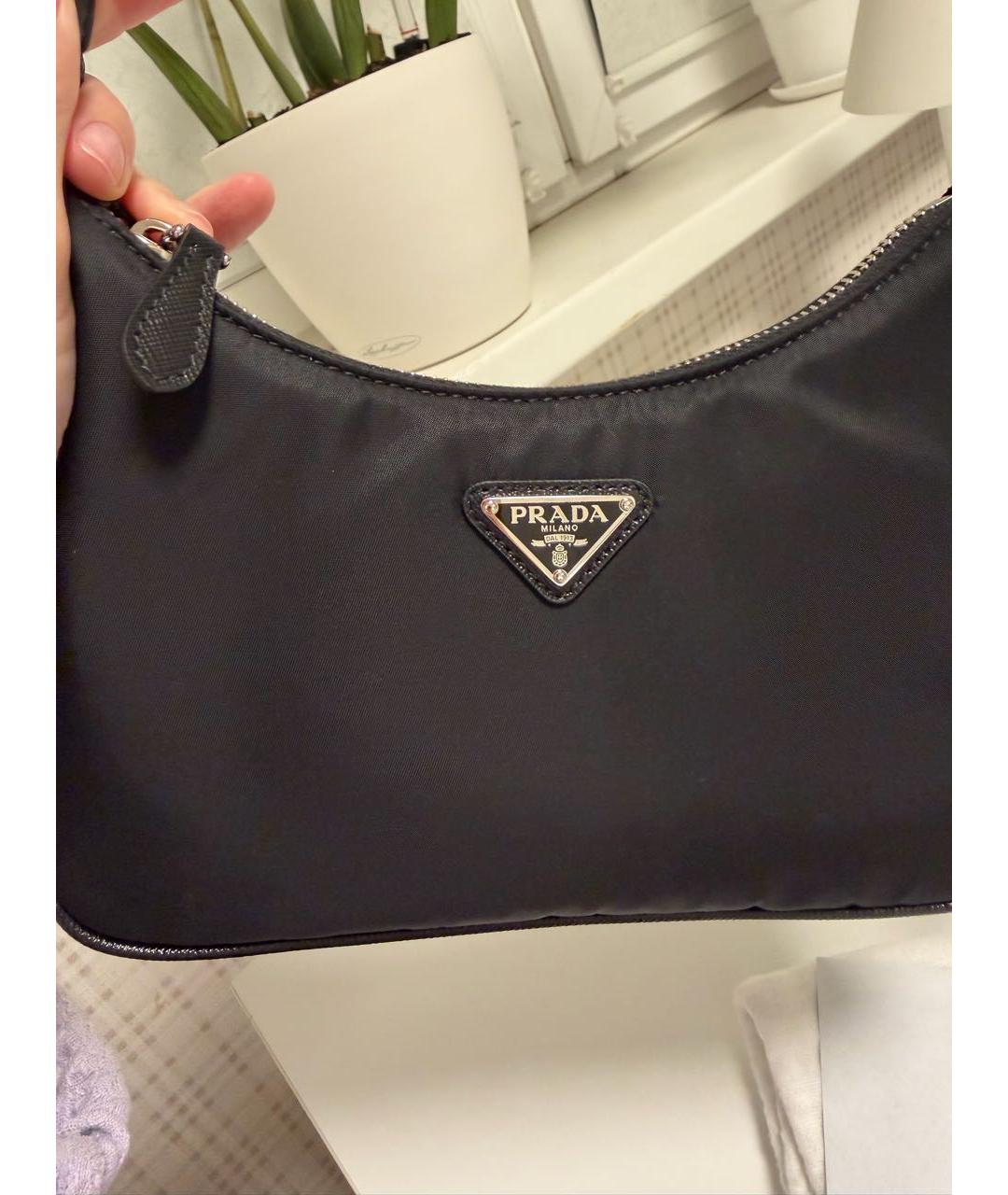 PRADA Черная тканевая сумка с короткими ручками, фото 3