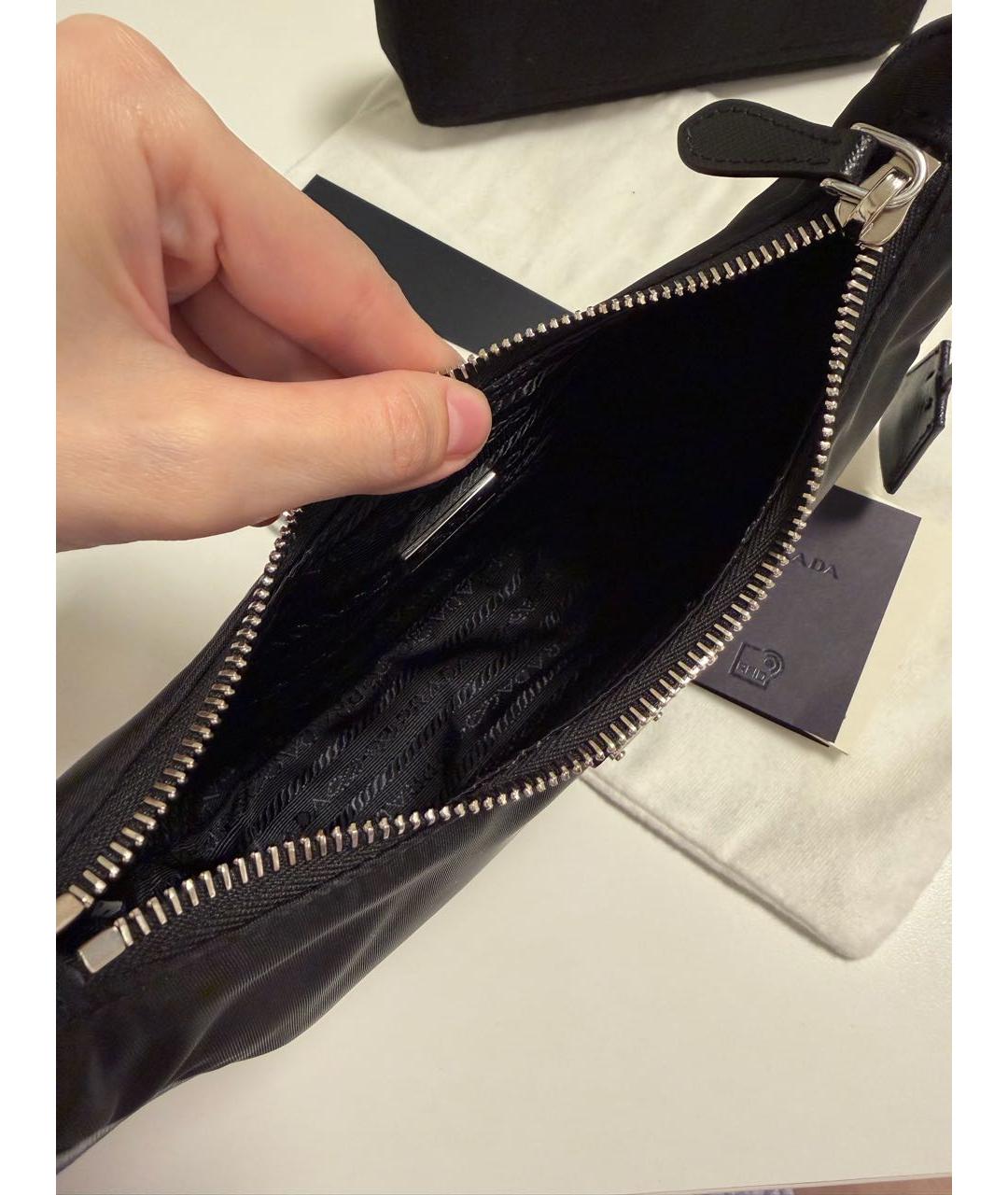 PRADA Черная тканевая сумка с короткими ручками, фото 4