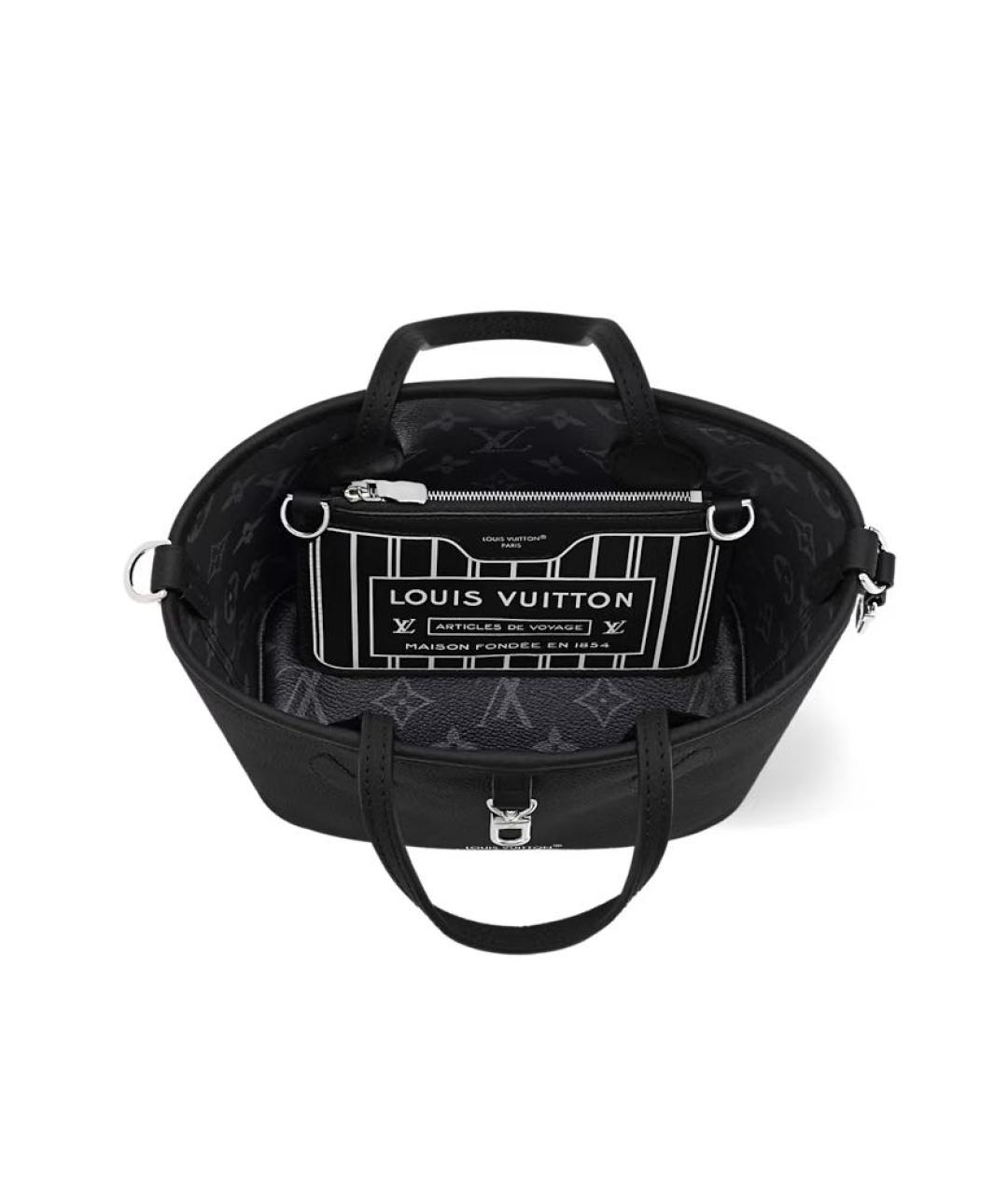 LOUIS VUITTON Черная кожаная сумка через плечо, фото 4