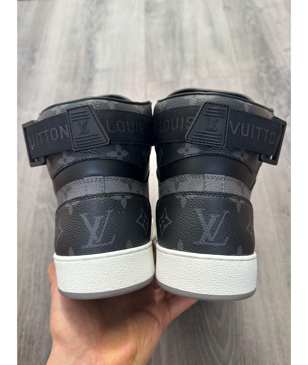 LOUIS VUITTON Черные кожаные высокие кроссовки / кеды, фото 4