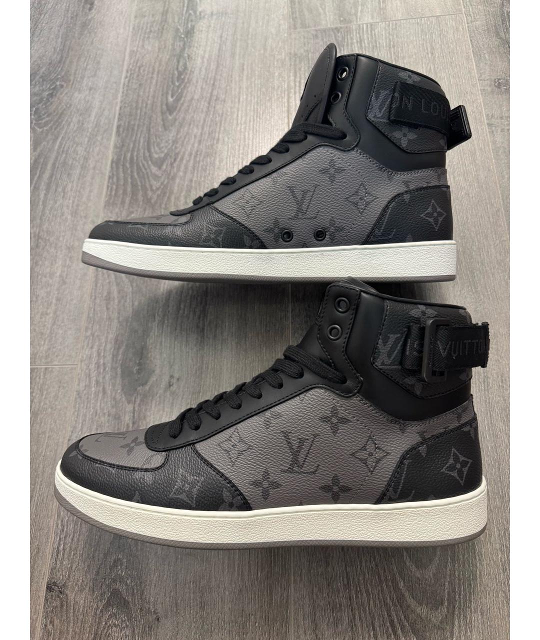 LOUIS VUITTON Черные кожаные высокие кроссовки / кеды, фото 9