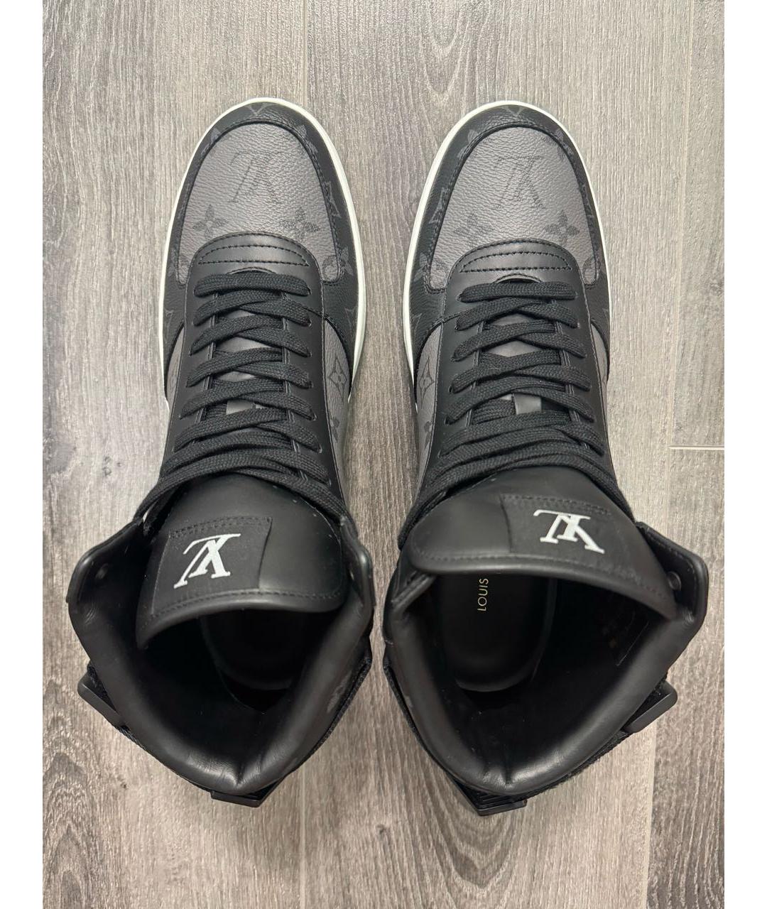 LOUIS VUITTON Черные кожаные высокие кроссовки / кеды, фото 3