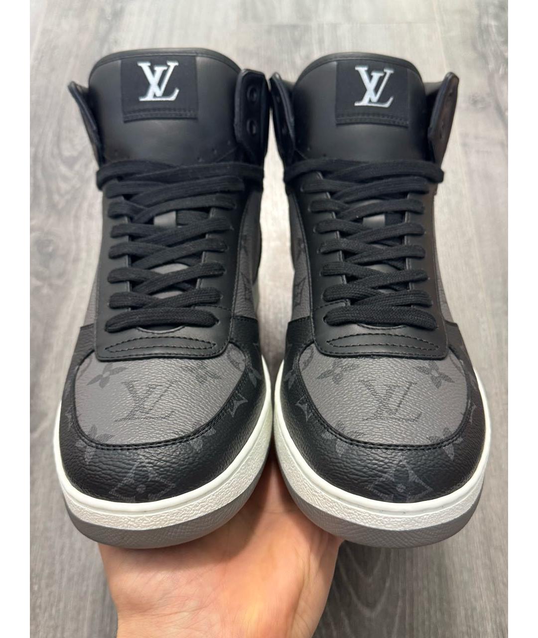 LOUIS VUITTON Черные кожаные высокие кроссовки / кеды, фото 2