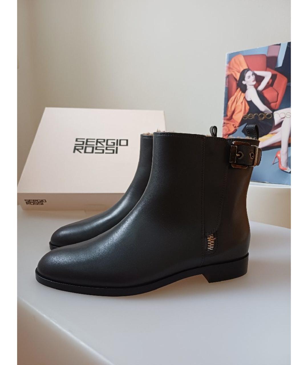 SERGIO ROSSI Серые кожаные ботинки, фото 5