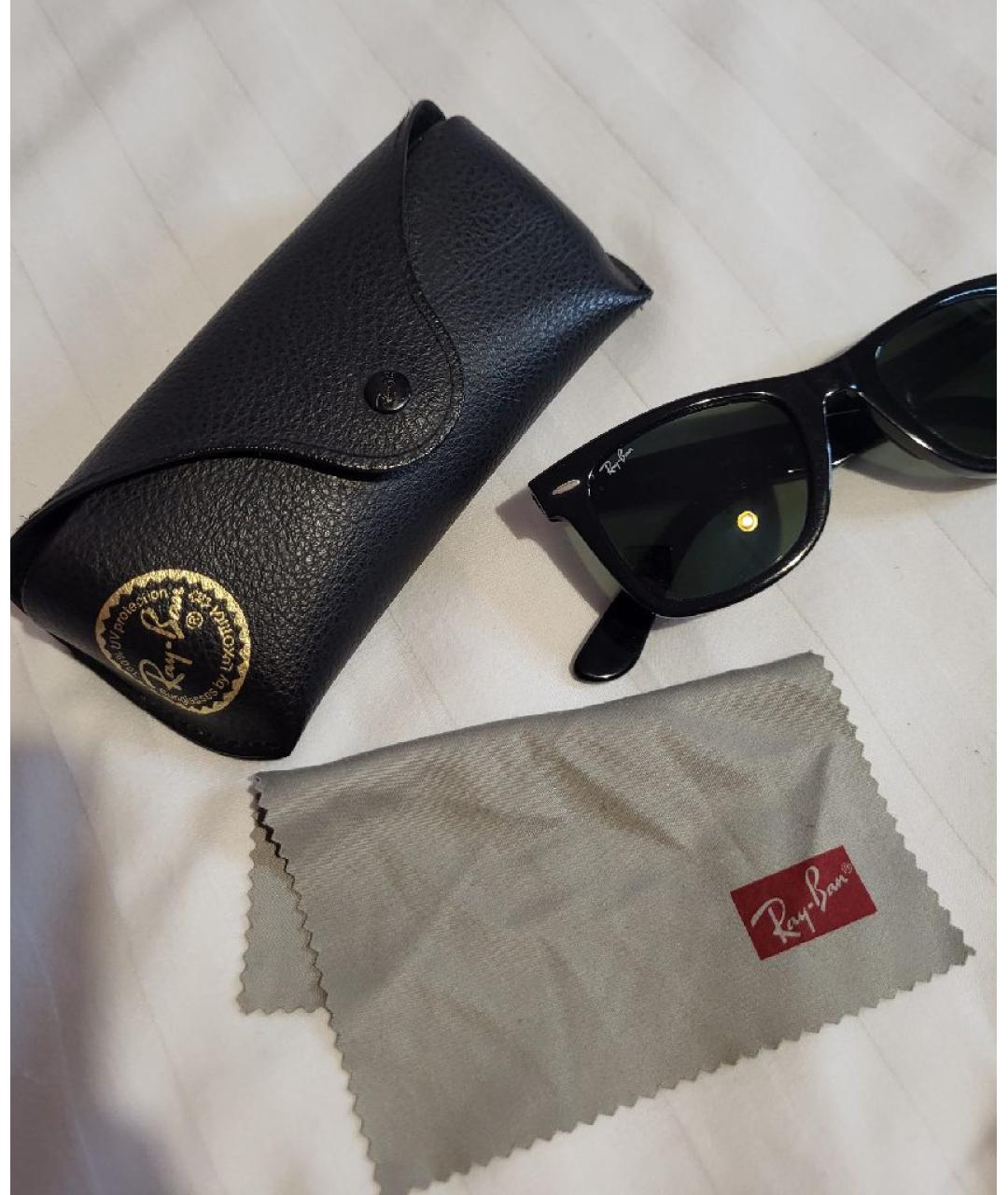 RAY BAN Черные пластиковые солнцезащитные очки, фото 4