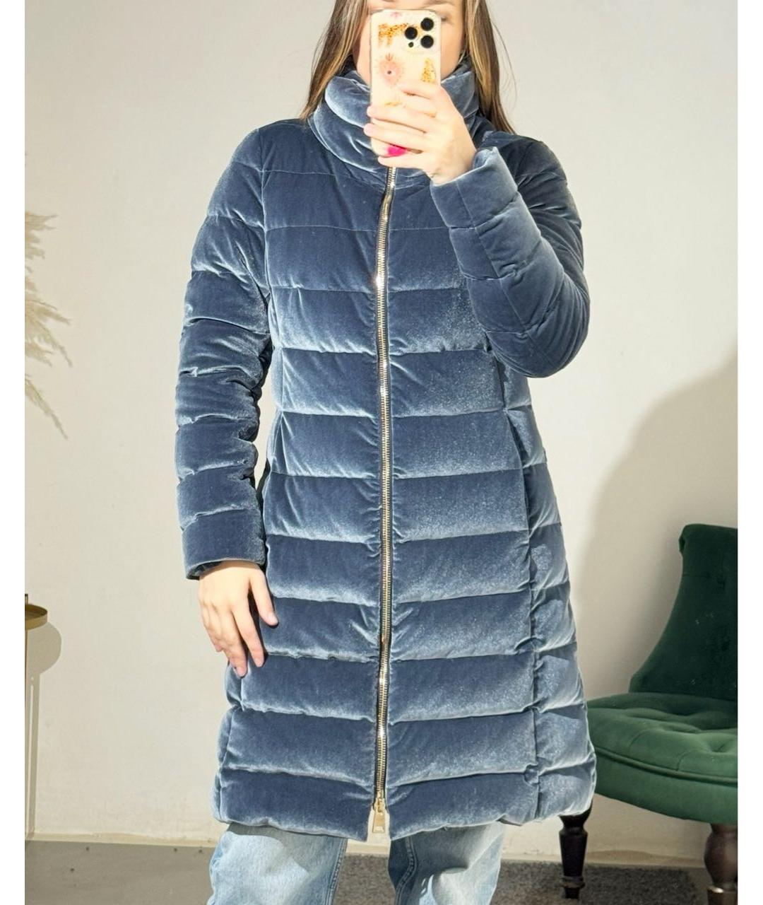 HERNO Голубой полиэстеровый пуховик, фото 5