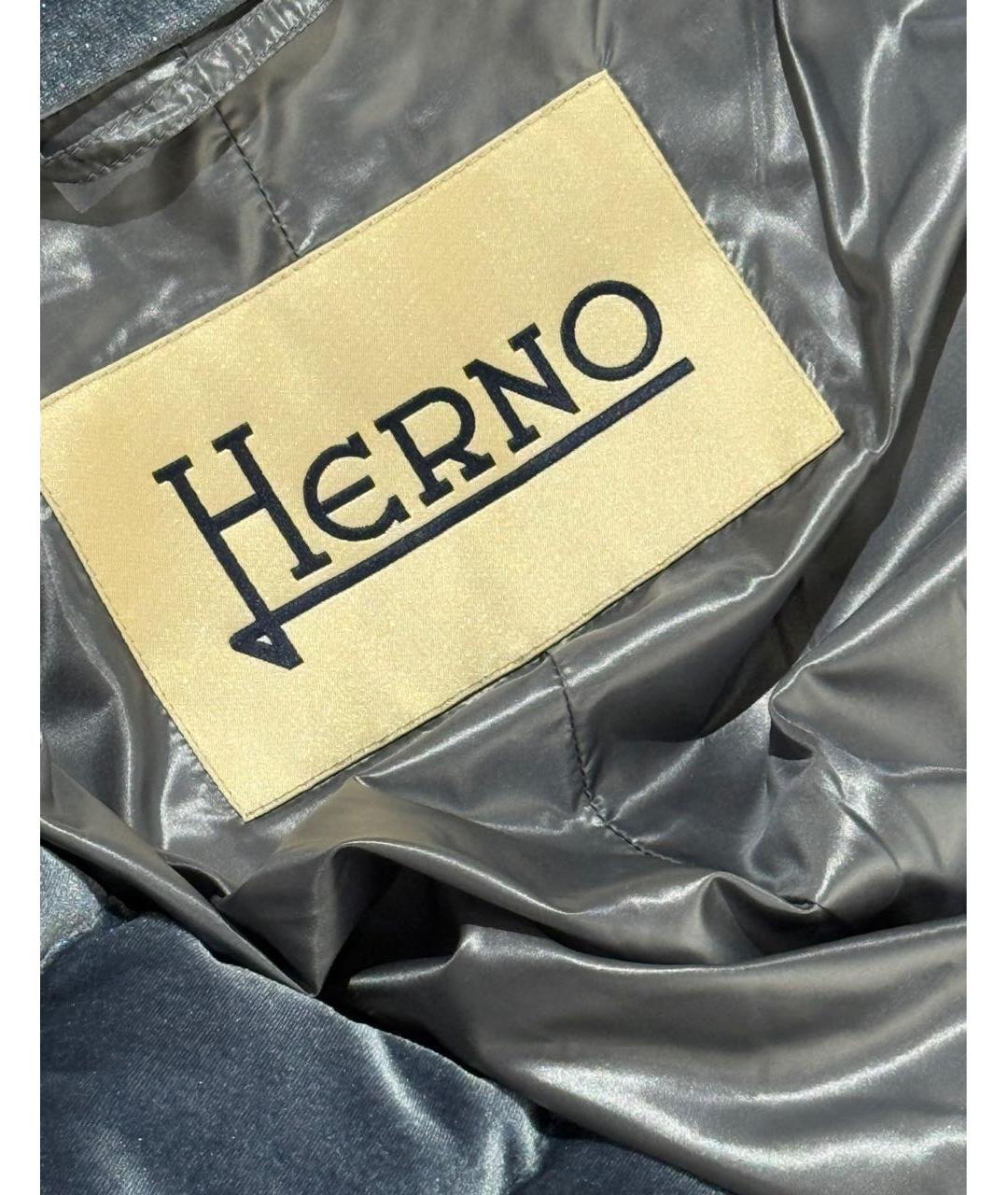 HERNO Голубой полиэстеровый пуховик, фото 3