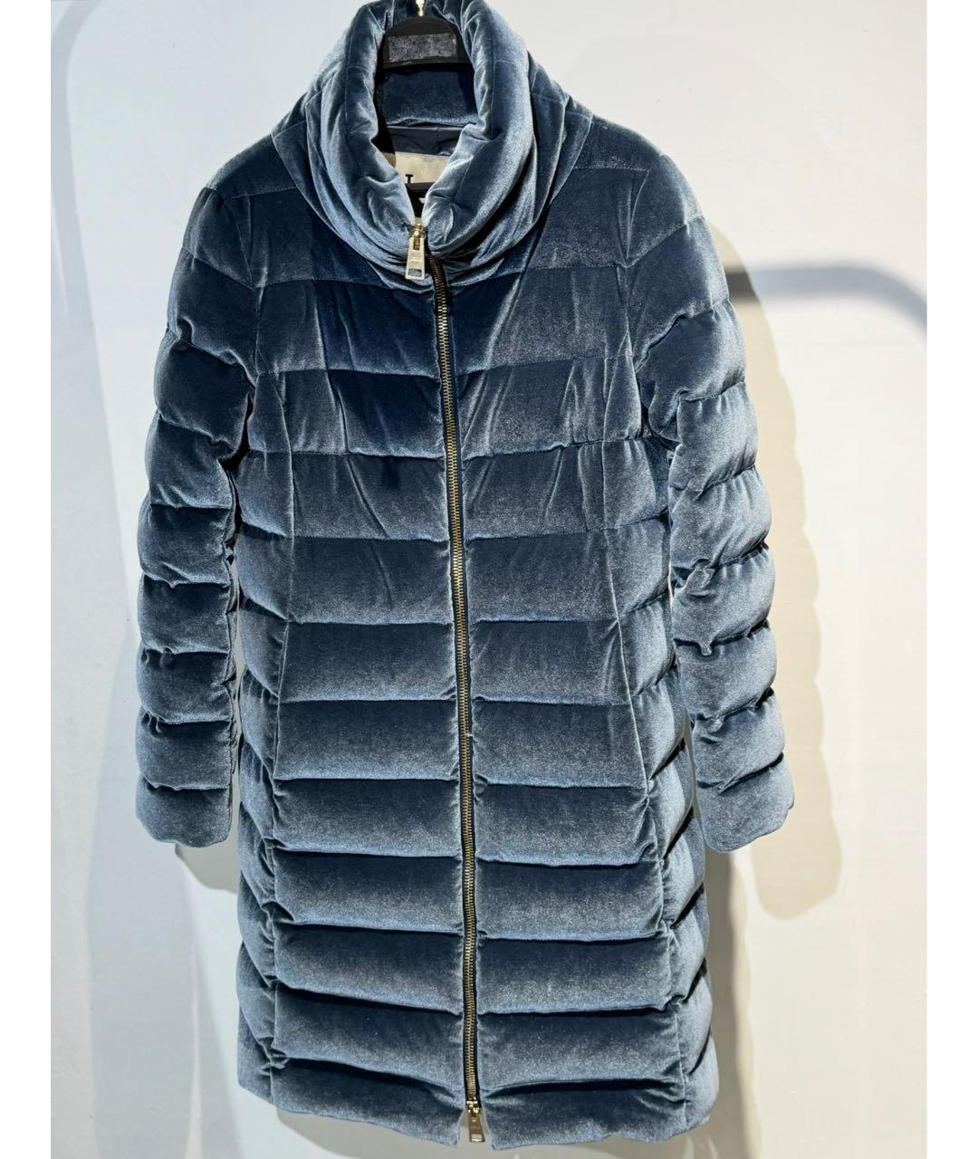 HERNO Голубой полиэстеровый пуховик, фото 6