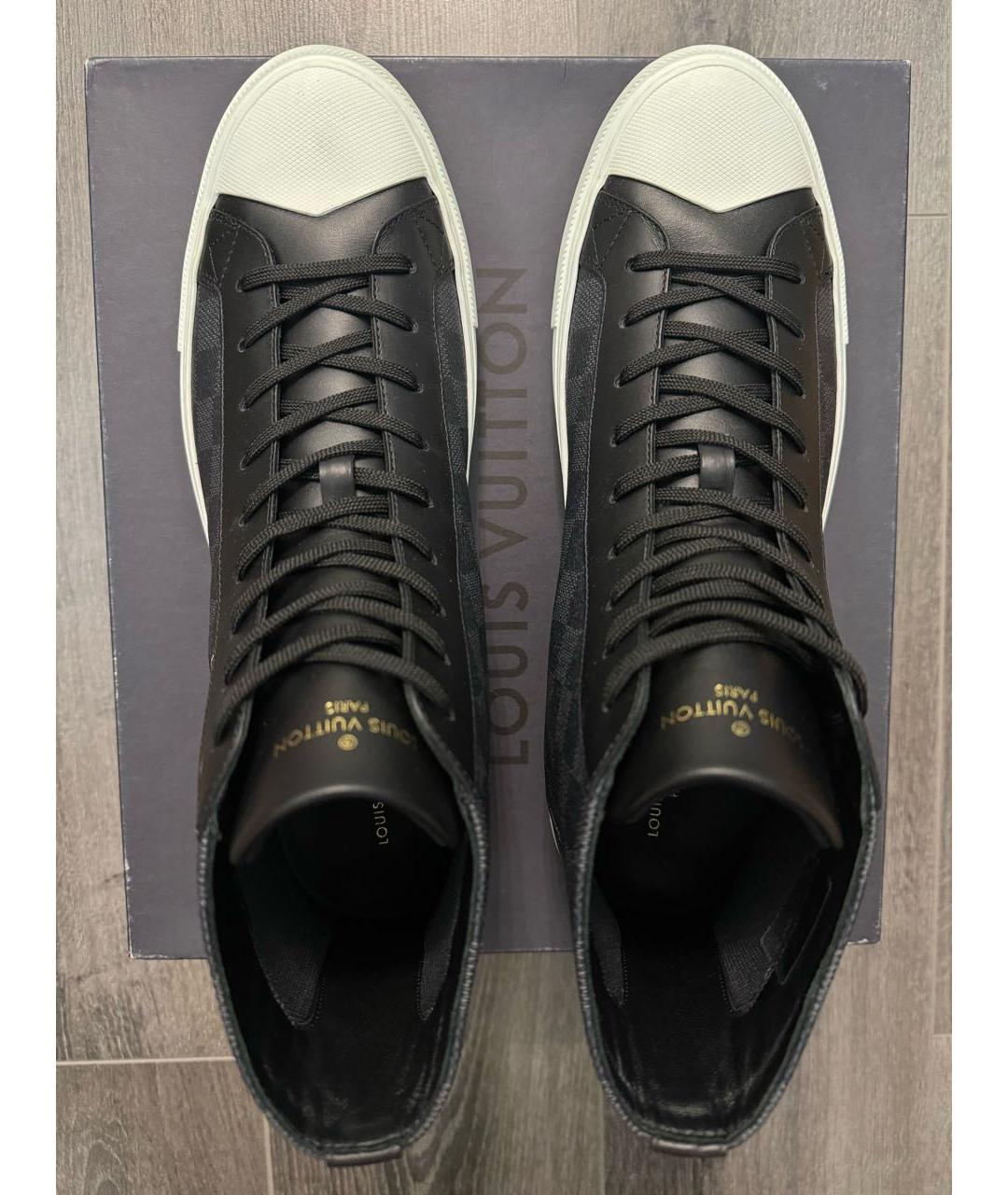 LOUIS VUITTON Черные кожаные высокие кроссовки / кеды, фото 3
