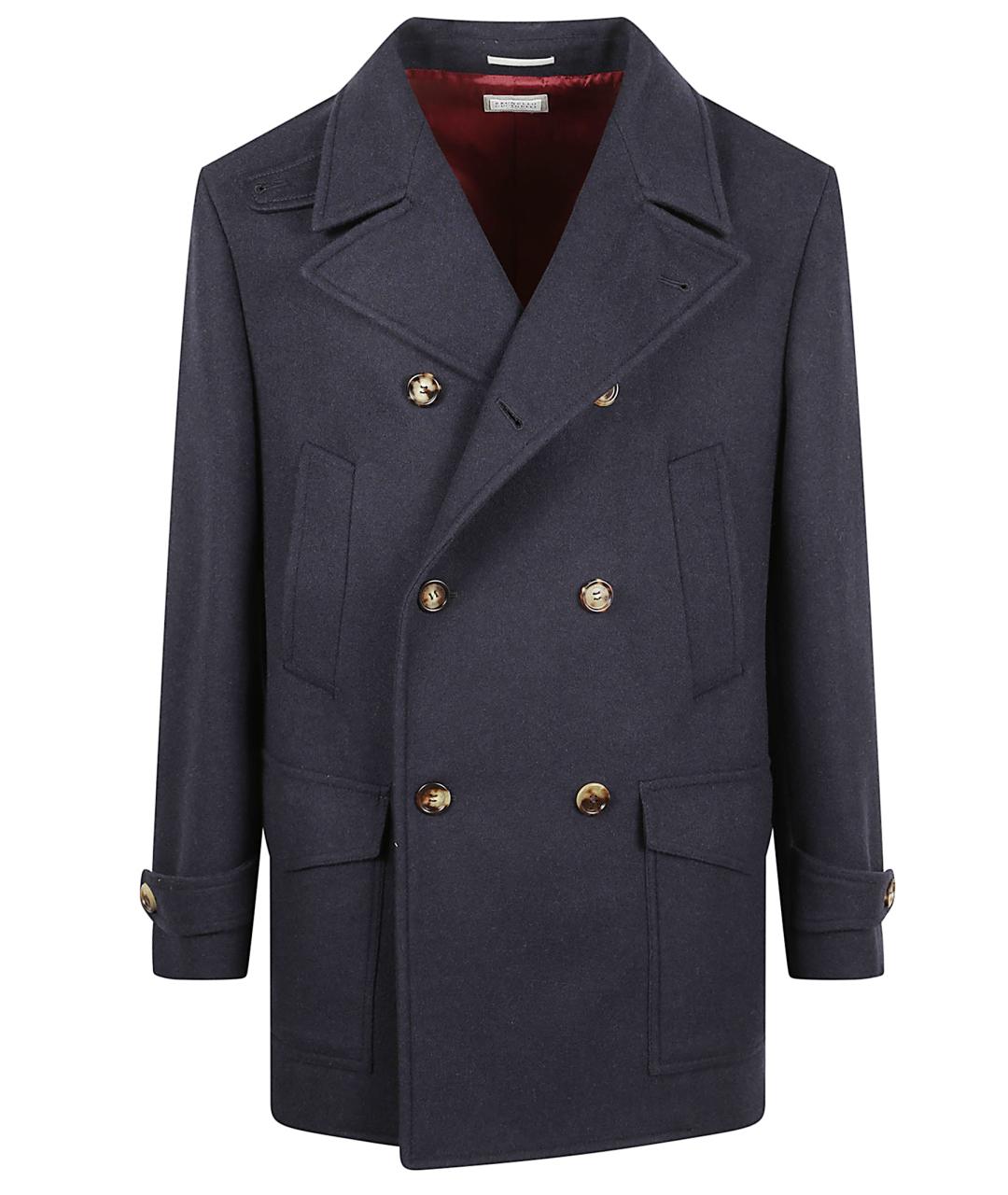 BRUNELLO CUCINELLI Темно-синее кашемировое пальто, фото 1