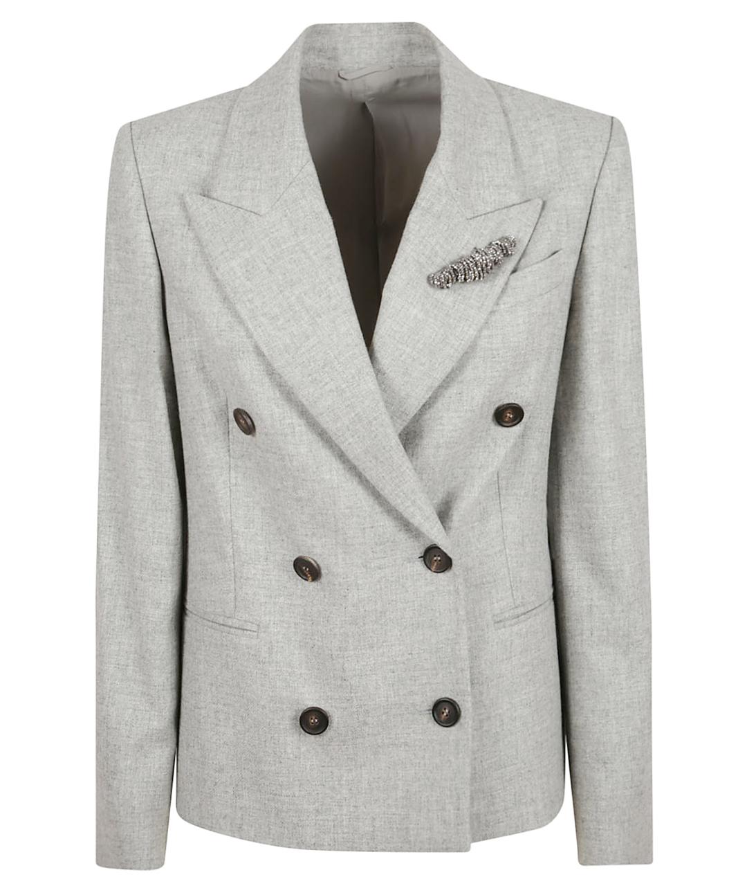 BRUNELLO CUCINELLI Серый шерстяной жакет/пиджак, фото 1