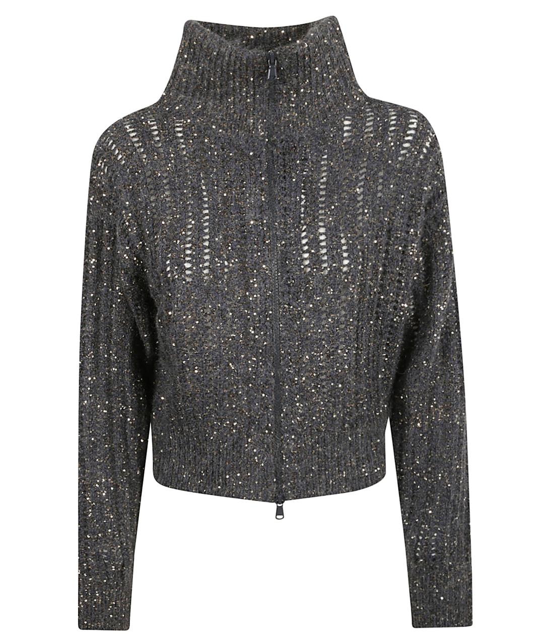 BRUNELLO CUCINELLI Антрацитовый шерстяной кардиган, фото 1