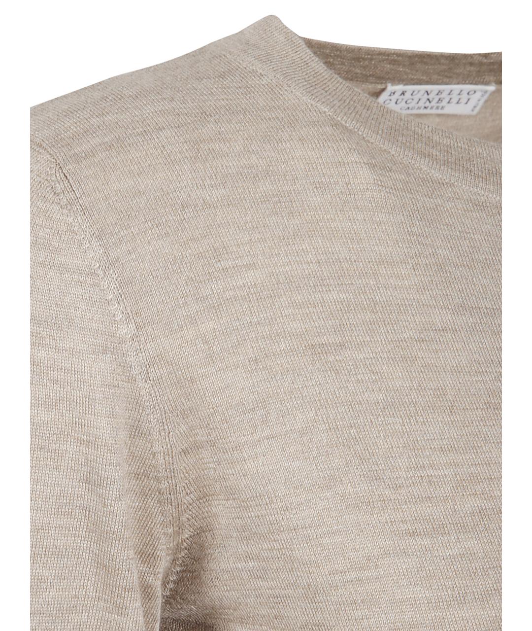 BRUNELLO CUCINELLI Бежевый кашемировый джемпер / свитер, фото 2