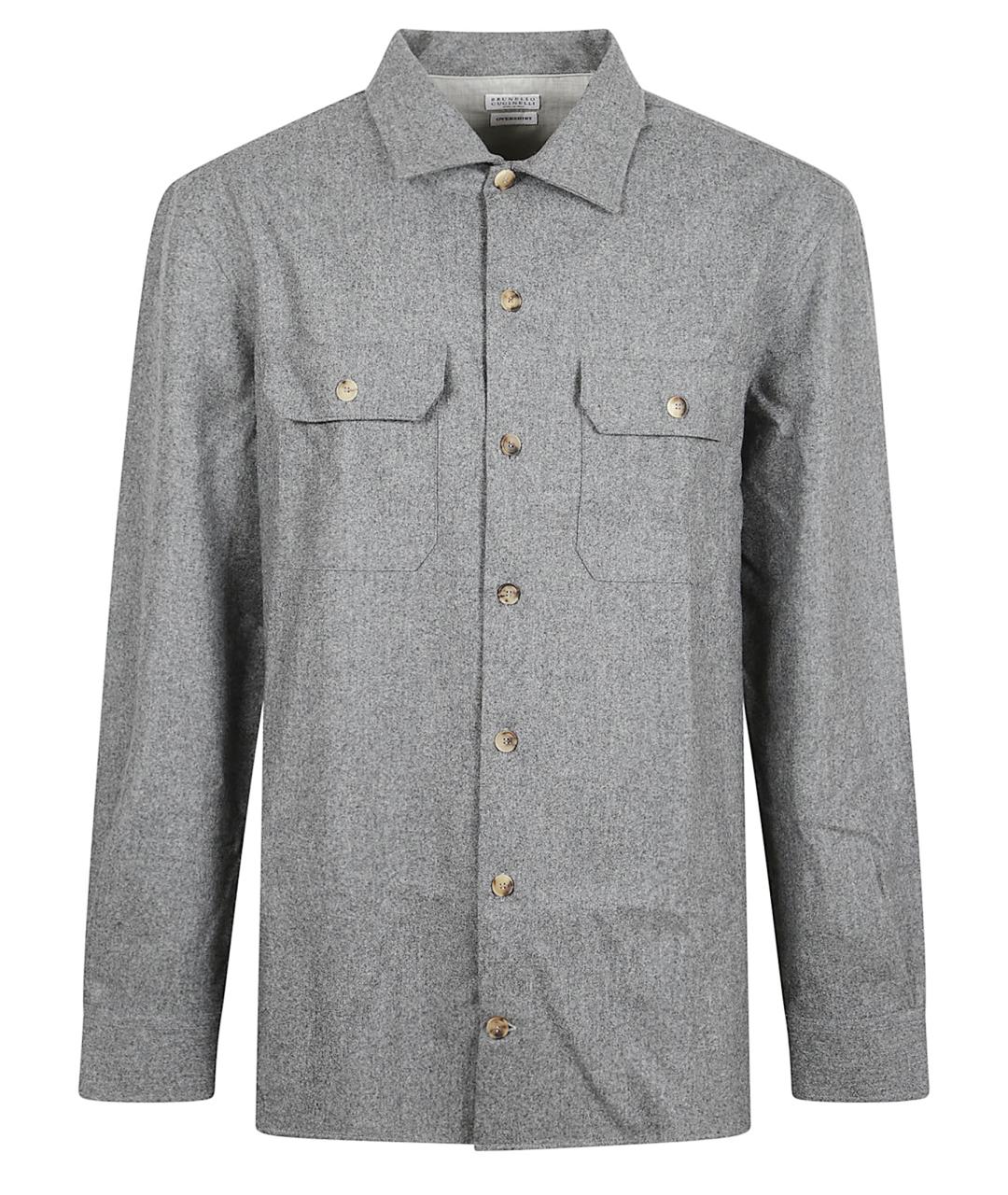 BRUNELLO CUCINELLI Серая шерстяная кэжуал рубашка, фото 1