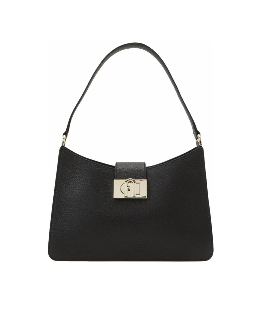 FURLA Черная кожаная сумка с короткими ручками, фото 5