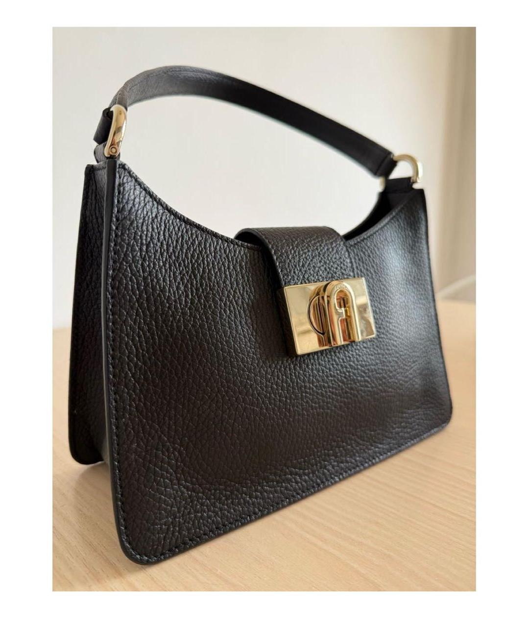 FURLA Черная кожаная сумка с короткими ручками, фото 2