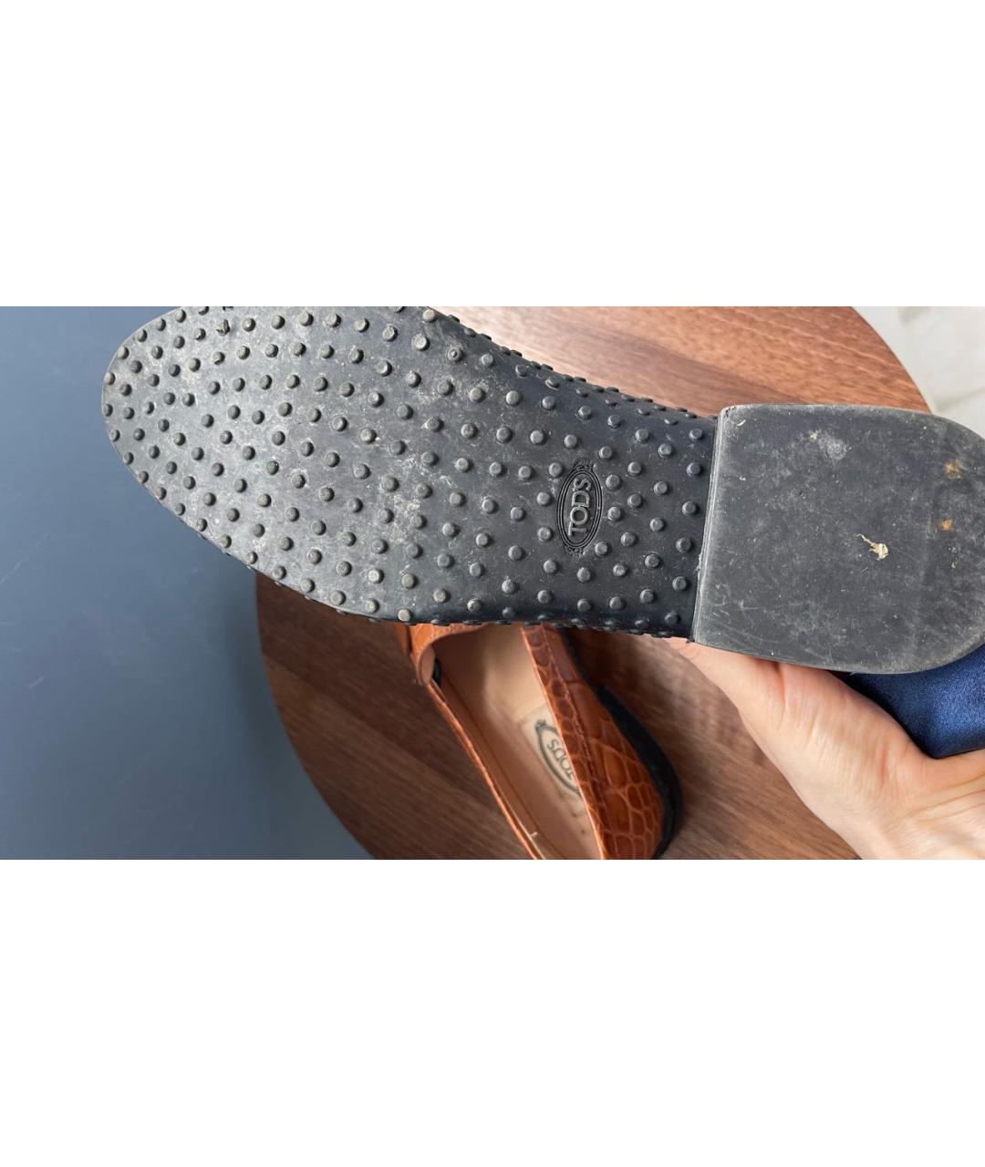 TOD'S Оранжевое кожаные лоферы, фото 3