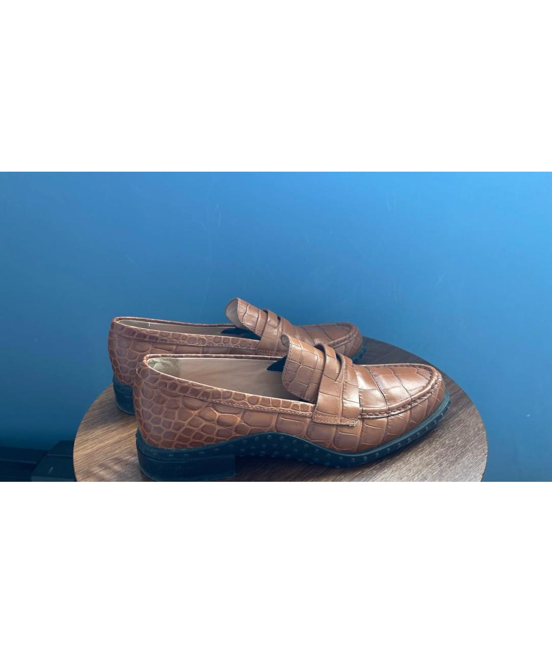 TOD'S Оранжевое кожаные лоферы, фото 4