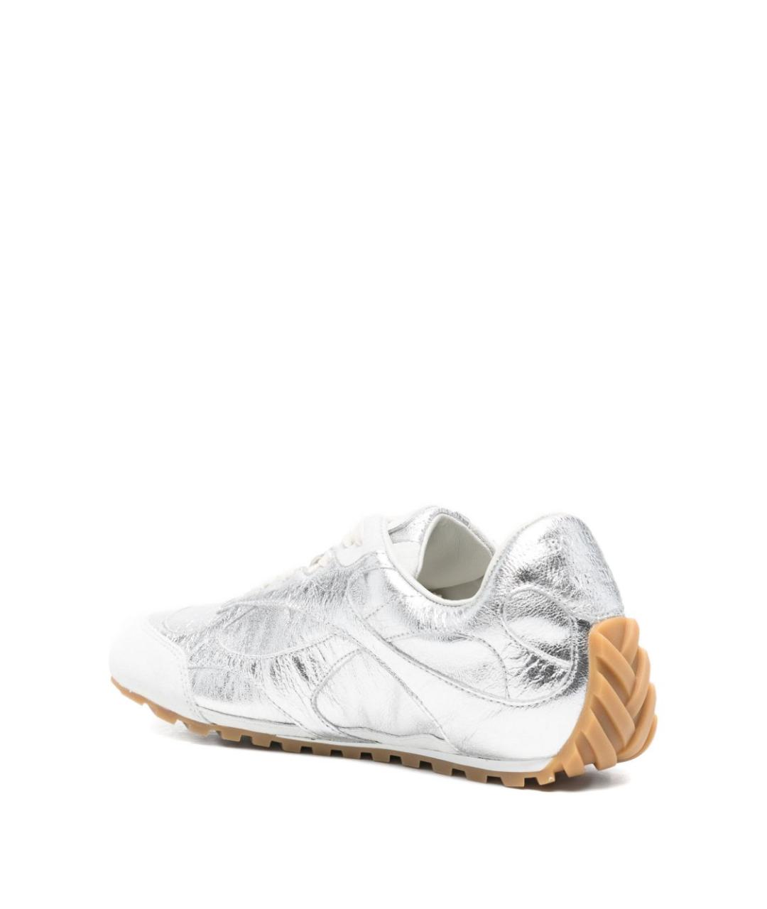 BOTTEGA VENETA Серебряные кожаные кроссовки, фото 3