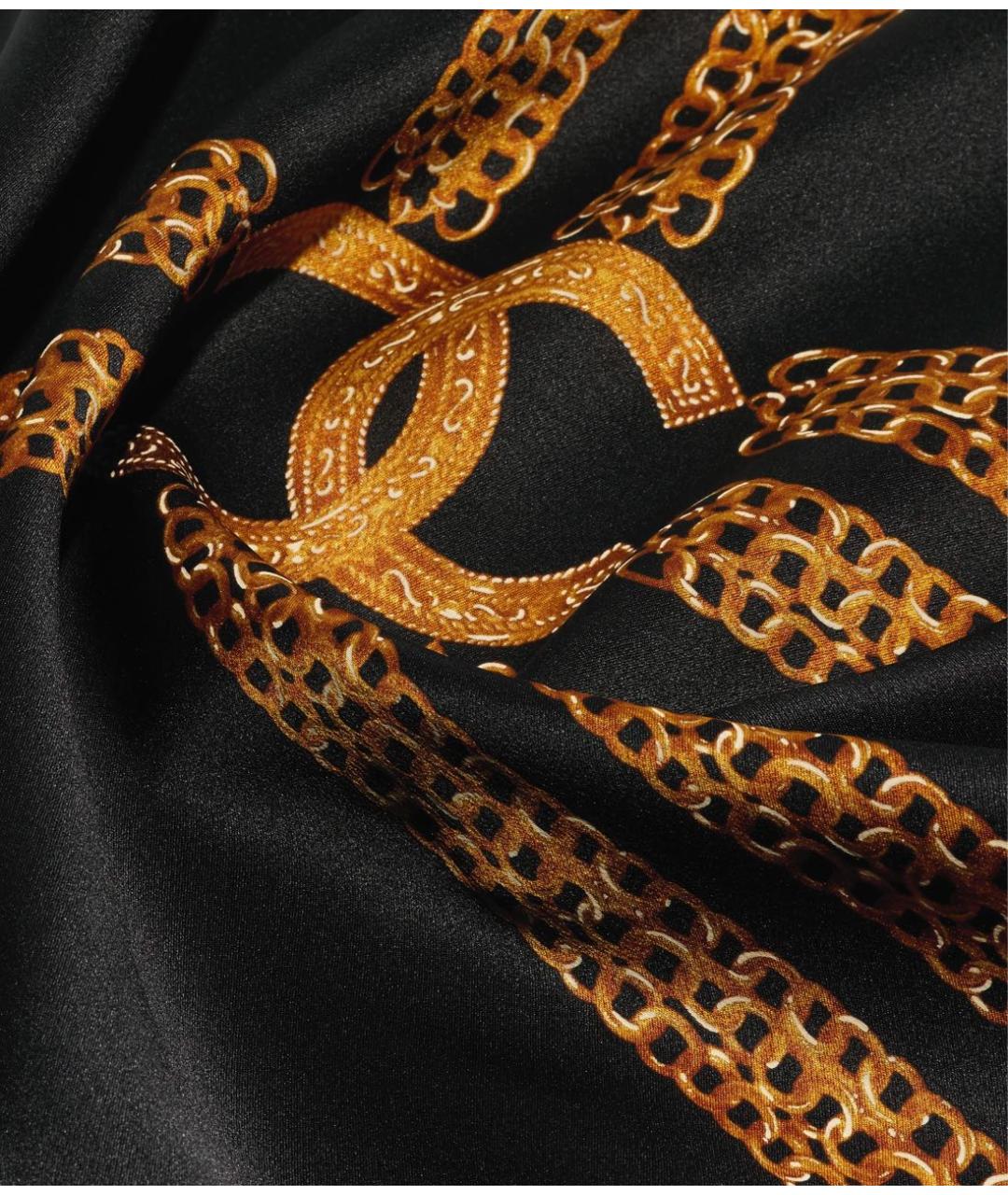 CHANEL Черный шелковый платок, фото 3