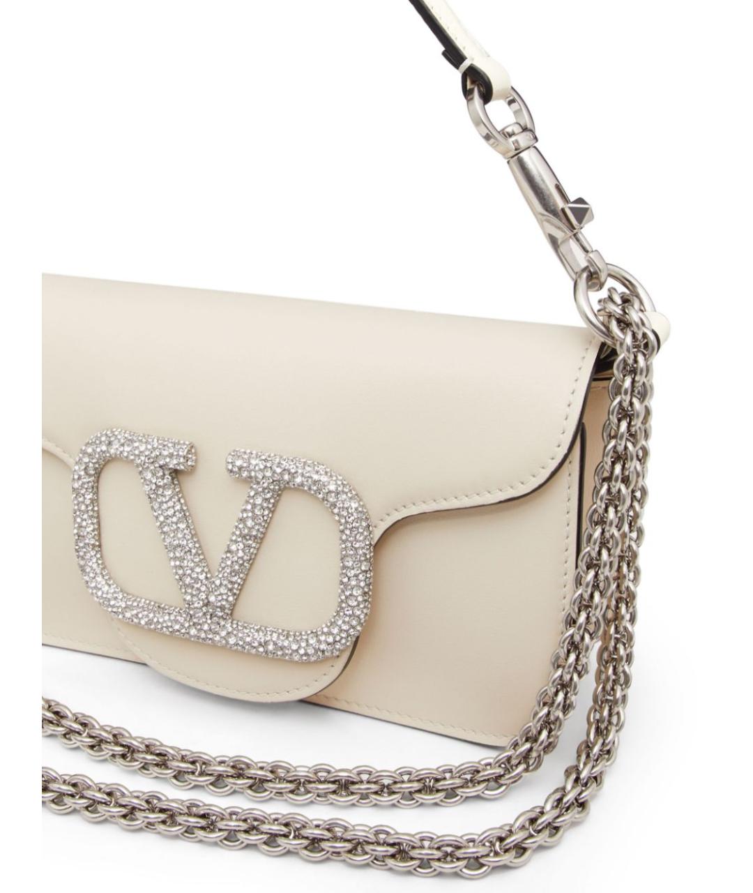 VALENTINO Бежевая кожаная сумка с короткими ручками, фото 6